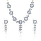 Charms Sparkling Silver AD Jewellery Set with Earrings for Women/Girls (NECK-20)