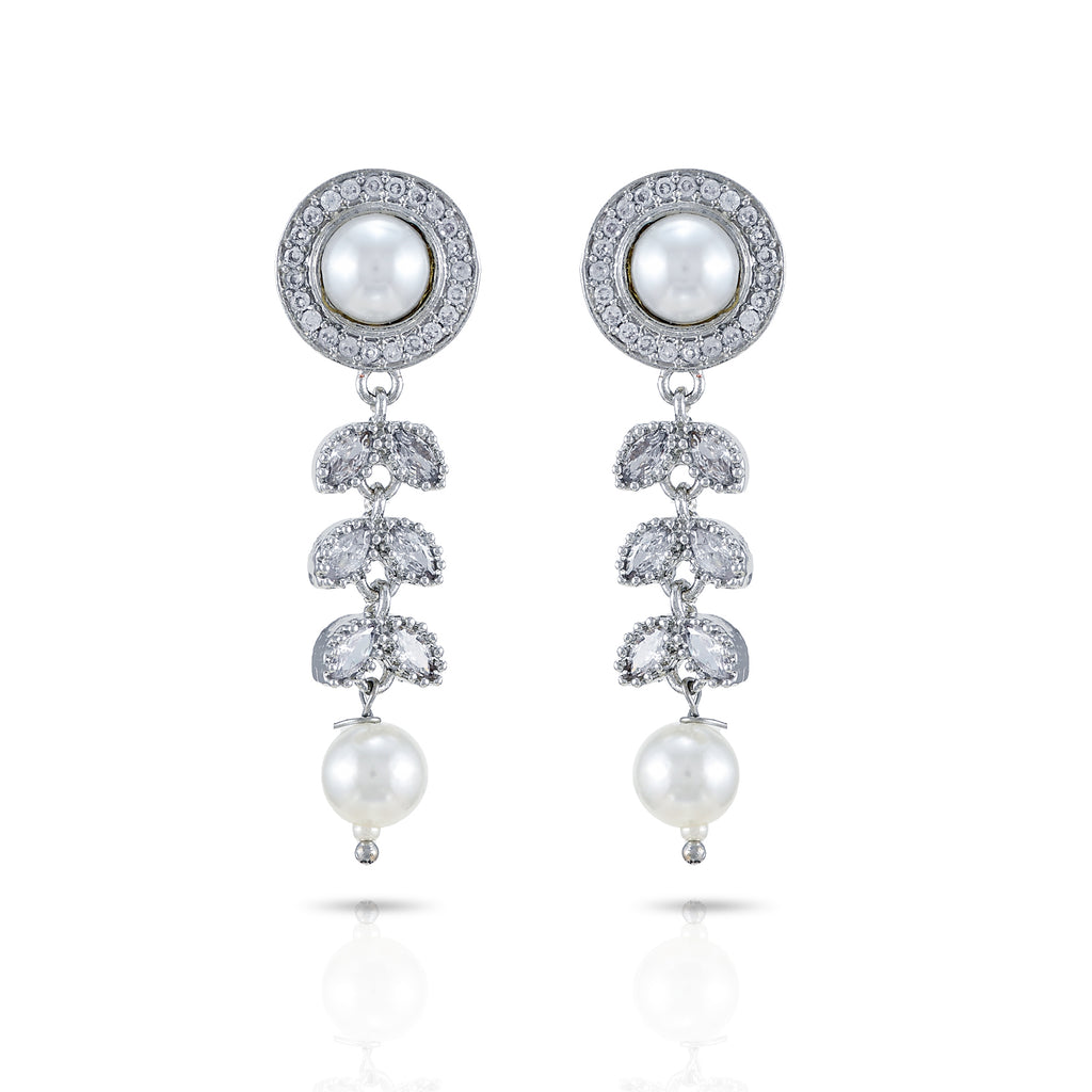 Charms Sparkling Silver AD Jewellery Set with Earrings for Women/Girls (NECK-20)