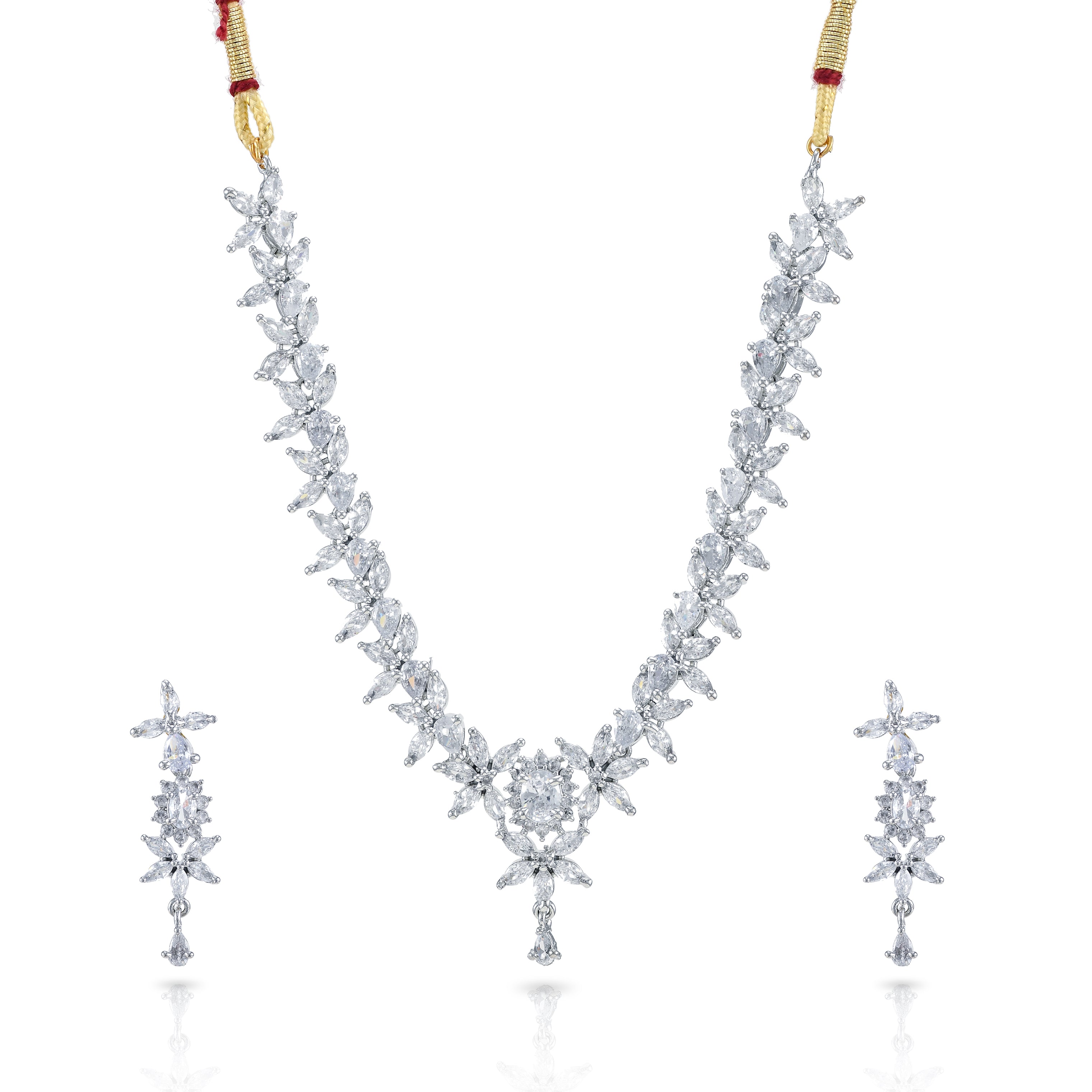 Charms Sparkling AD Jewellery Set with Earrings for Women/Girls (NECK-34)