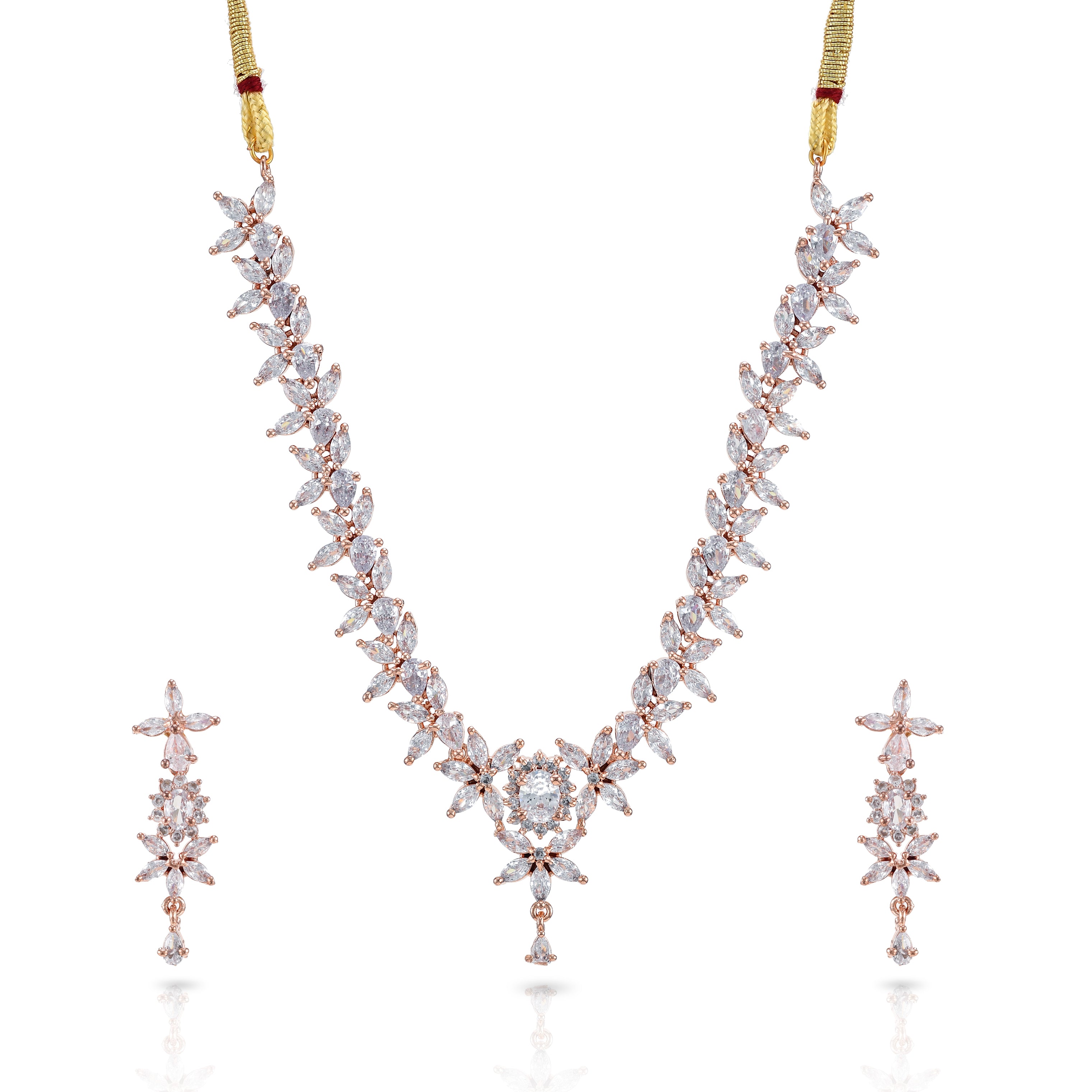 Charms Sparkling AD Jewellery Set with Earrings for Women/Girls (NECK-35)