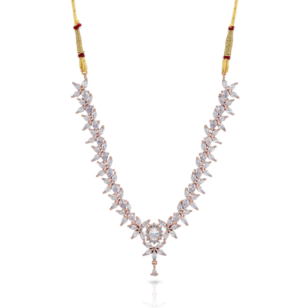 Charms Sparkling AD Jewellery Set with Earrings for Women/Girls (NECK-35)