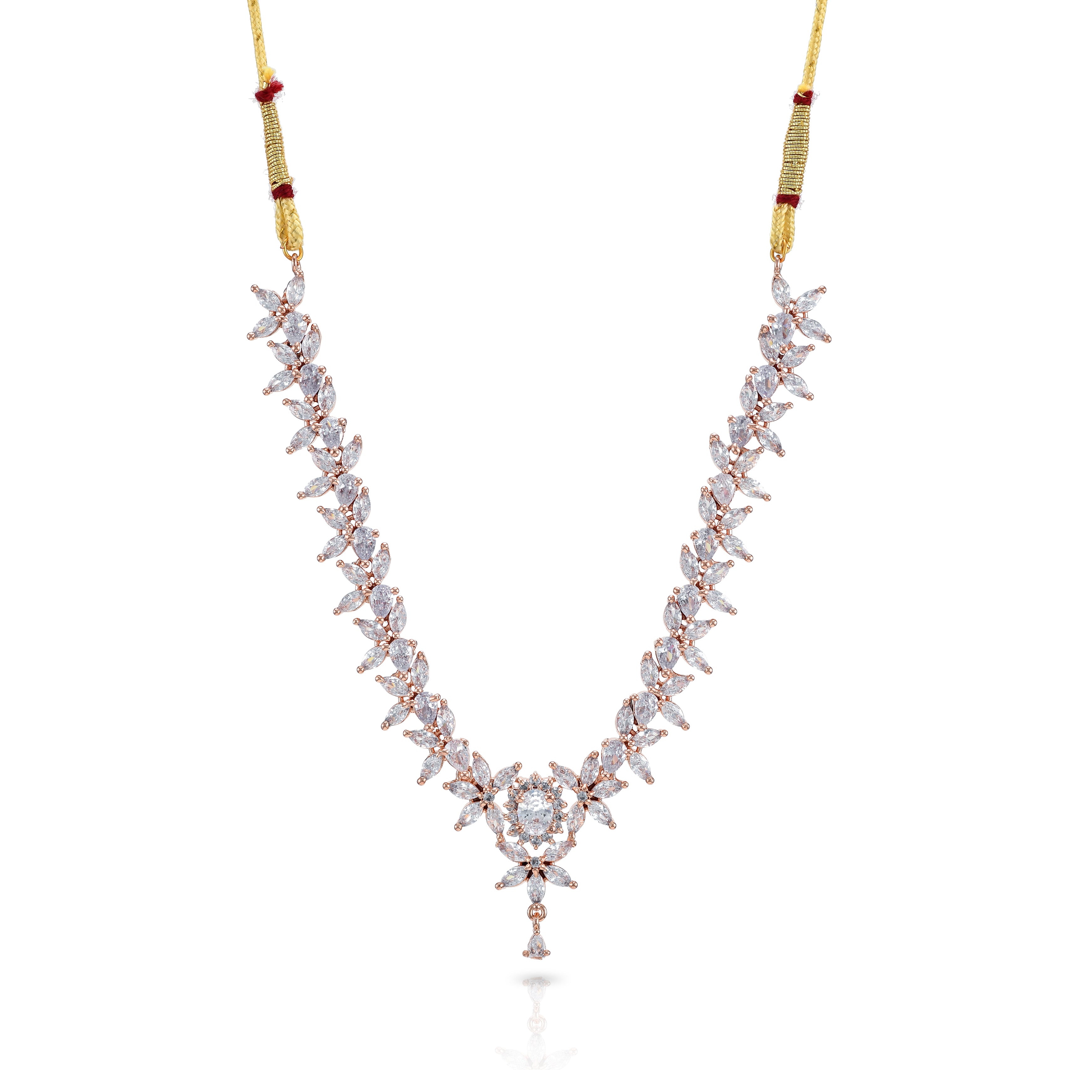 Charms Sparkling AD Jewellery Set with Earrings for Women/Girls (NECK-35)