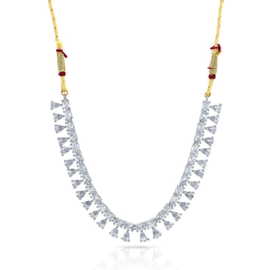 Charms Sparkling AD Jewellery Set with Earrings for Women/Girls (NECK-37)