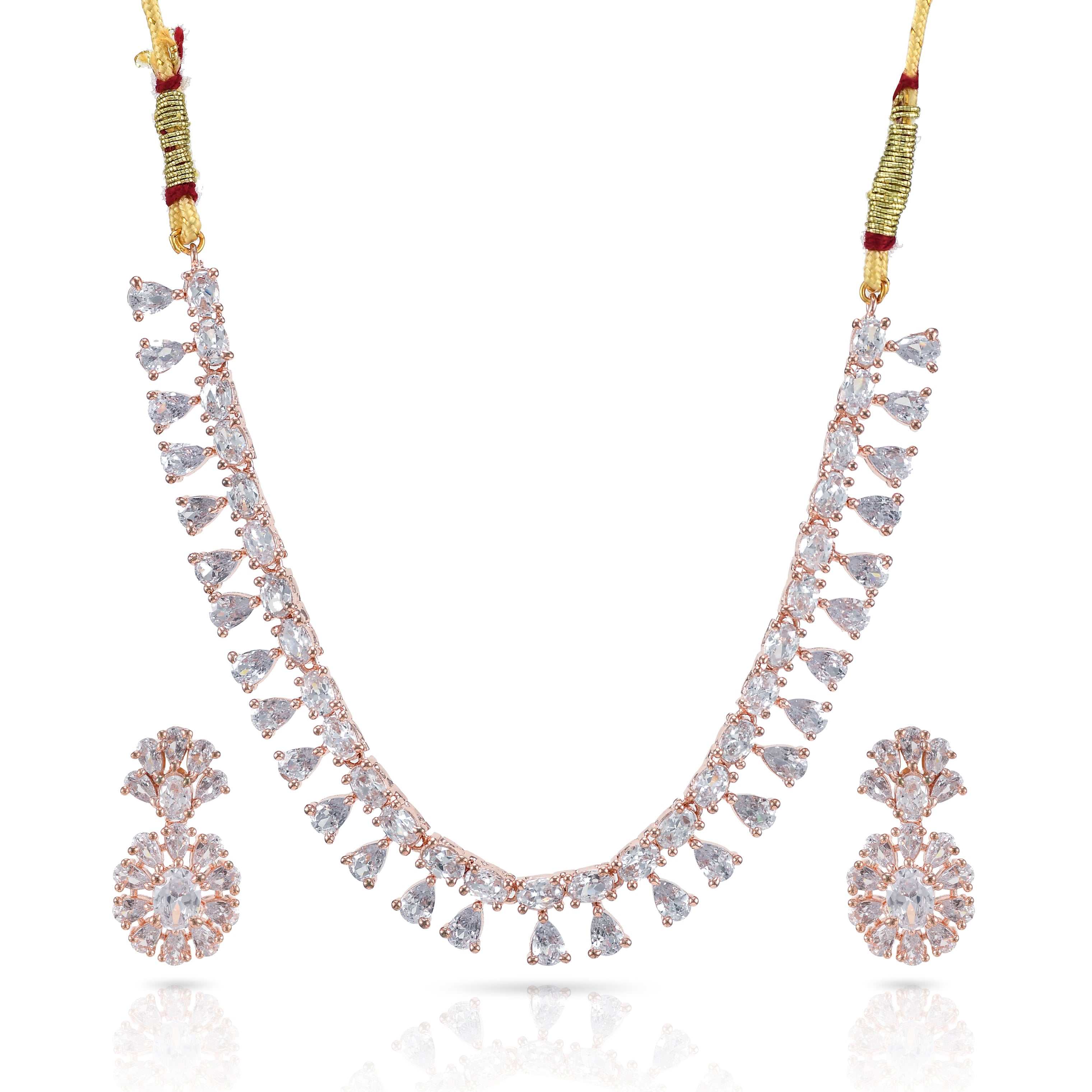 Charms Sparkling AD Jewellery Set with Earrings for Women/Girls (NECK-36)