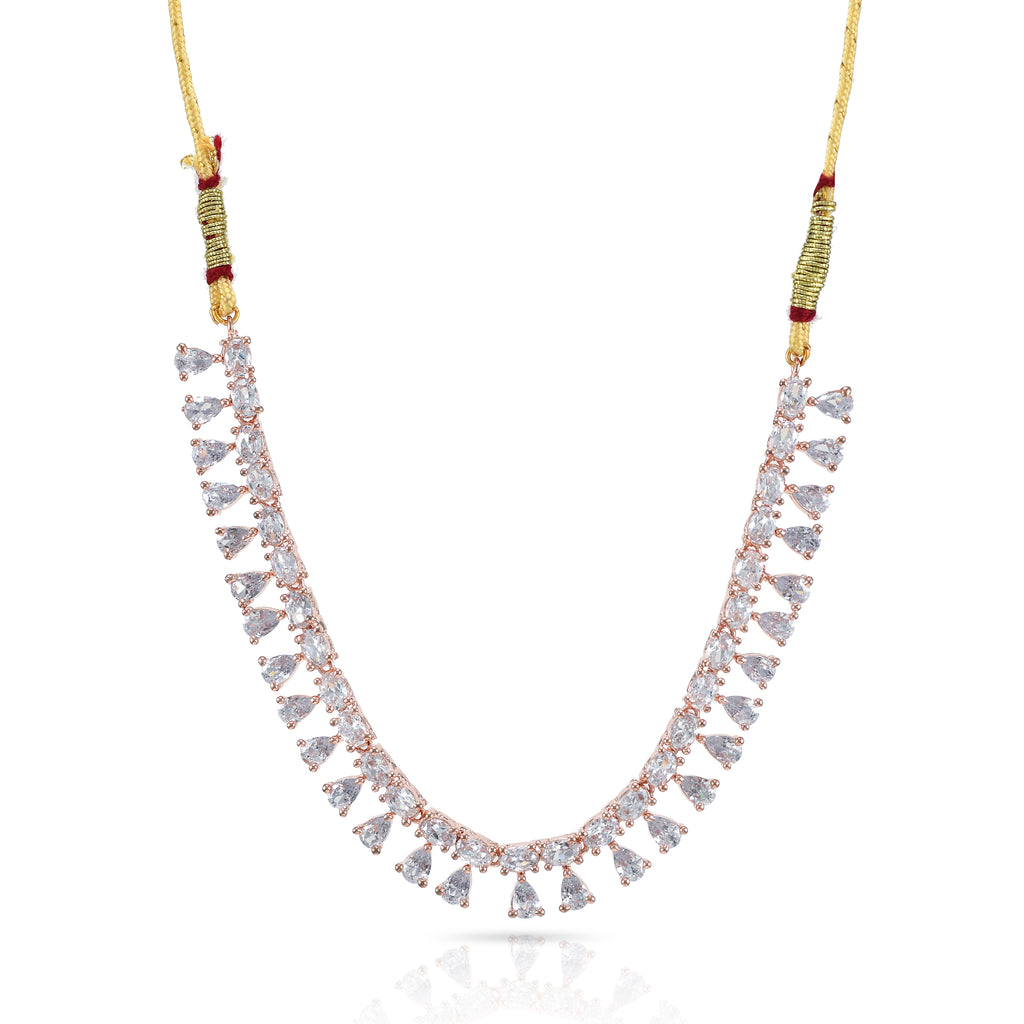 Charms Sparkling AD Jewellery Set with Earrings for Women/Girls (NECK-36)