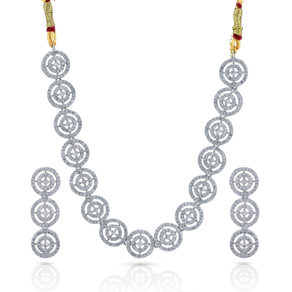 Charms Sparkling AD Jewellery Set with Earrings for Women/Girls (NECK-38)
