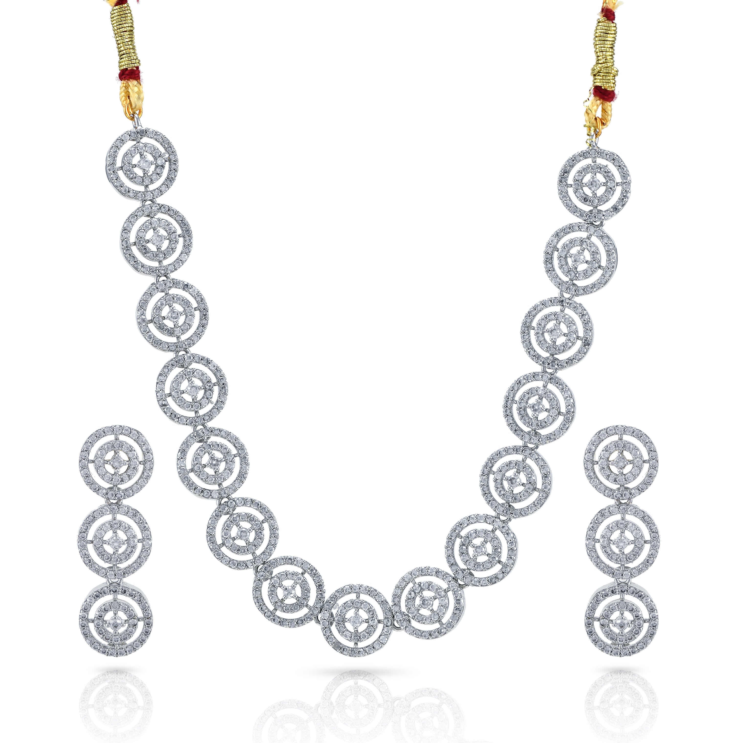 Charms Sparkling AD Jewellery Set with Earrings for Women/Girls (NECK-38)