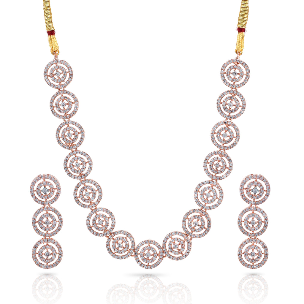 Charms Sparkling AD Jewellery Set with Earrings for Women/Girls (NECK-39)