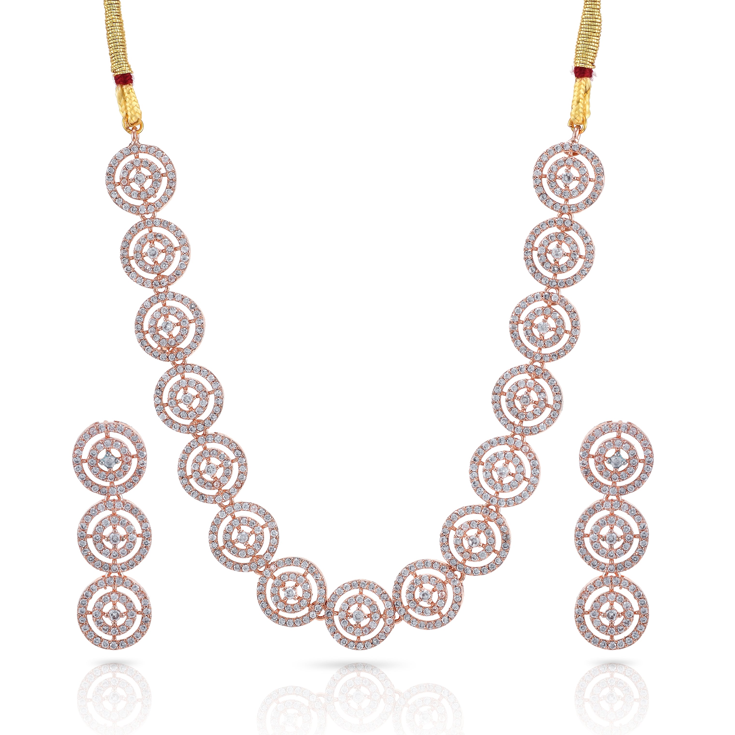 Charms Sparkling AD Jewellery Set with Earrings for Women/Girls (NECK-39)