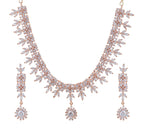 Charms Sparkling Rose Gold AD Jewellery Set with Earrings for Women/Girls (NECK-16)