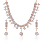 Charms Sparkling Rose Gold AD Jewellery Set with Earrings for Women/Girls (NECK-16)