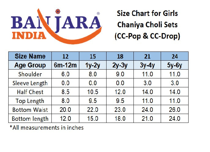 Banjara India Kutchi Emboidered Black Girls Chaniya Choli with Dupatta (CC-POP) - White